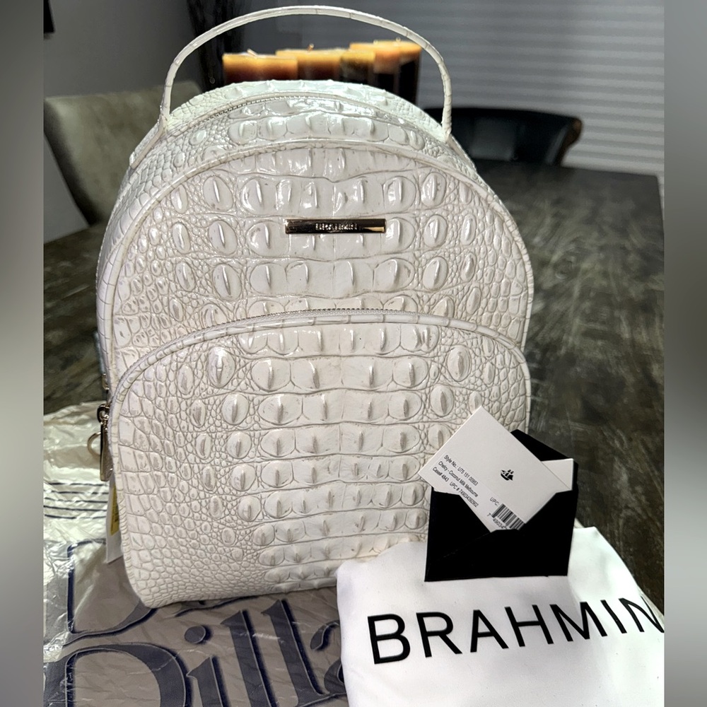 NWT🏷️🤍Brahmin Chelcy “Coconut Milk” Backpack, silver tipped, stunning bag ✨